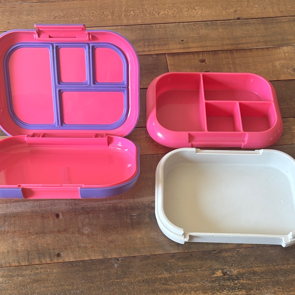 Pink Compartmentalized Bento Lunch Box Set